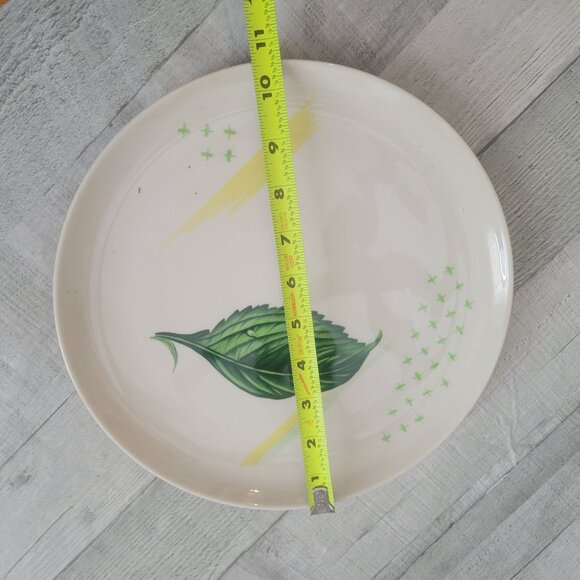 Vintage Syracuse Raindrop Ceramic Dinner Plate With Green Leaf & Yellow Accent D - Picture 4 of 4